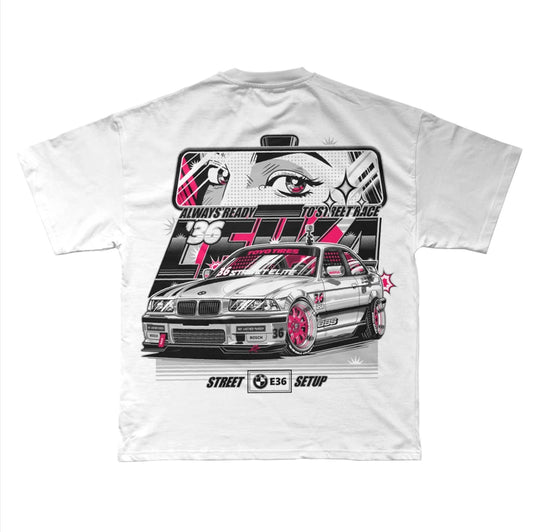BMW E36 BBS Jant Tasarımlı Street Race T-shirt