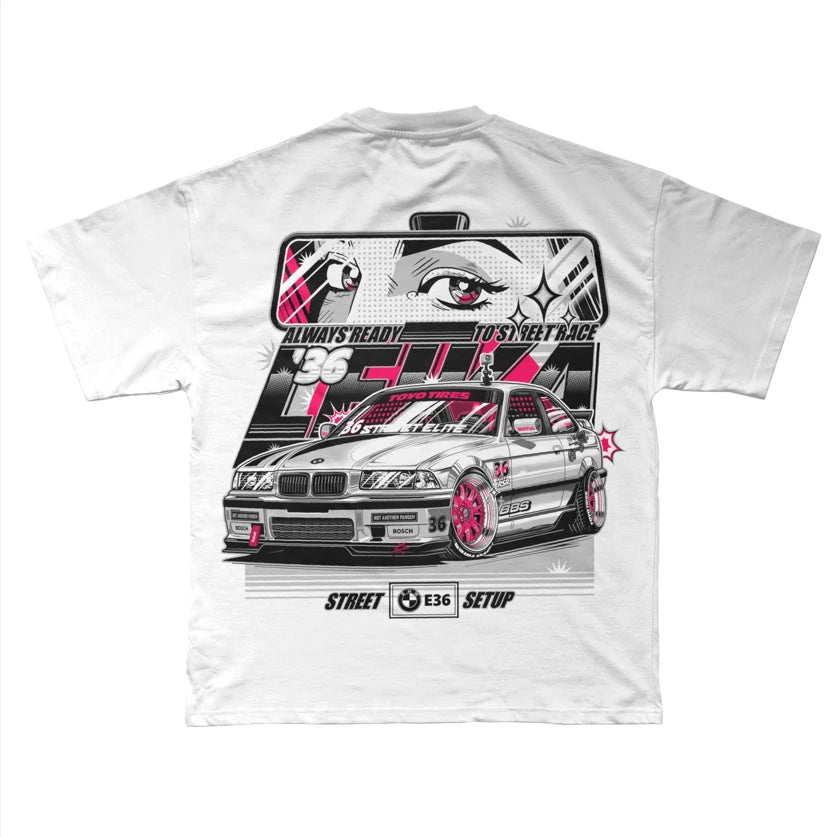BMW E36 BBS Jant Tasarımlı Street Race T-shirt